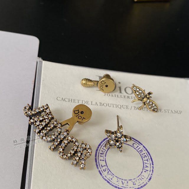 Dior飾品 迪奧經典熱銷款不對稱星星字母蜜蜂耳釘耳環  zgd1327
